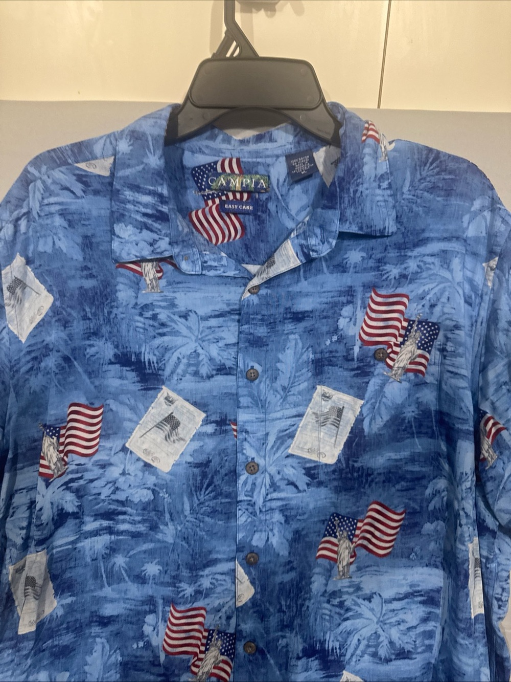 Campia XL  Shirt Easy Care American Flag Statue Of Liberty